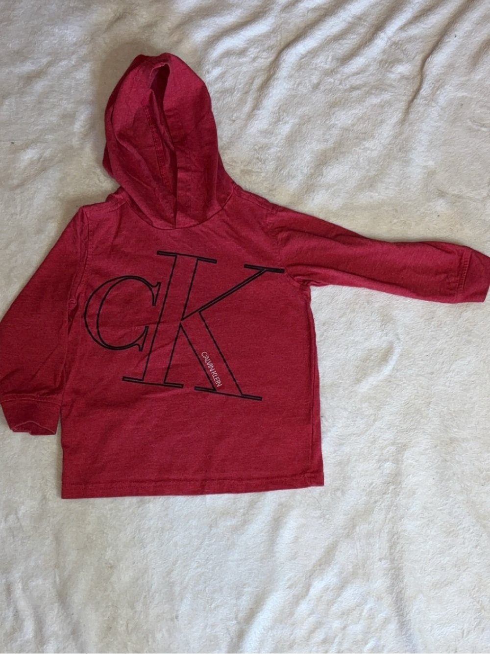Calvin Klein Jeans Red Kids Hoodie with Black CK Logo